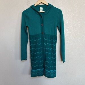 Title Nine Delilah Merino Wool Blend Hooded Cardigan Sweater Green Small